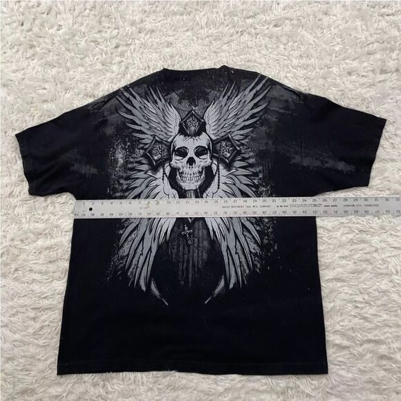 ANCHOR BLUE TShirt Mens 2XL Black Y2k BikerGoth Skull Crest Chain Cross Crew XXL - Picture 14 of 15